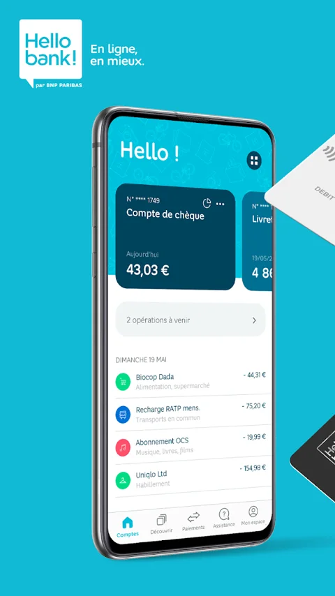 Hello bank : capture officielle Android