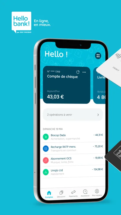 Hello bank : capture officielle iOS