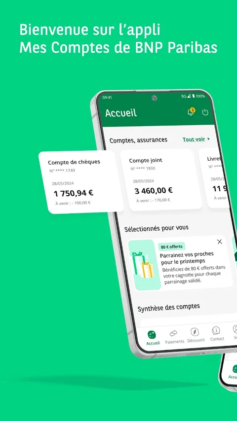 BNP Paribas mes comptes : capture officielle Android